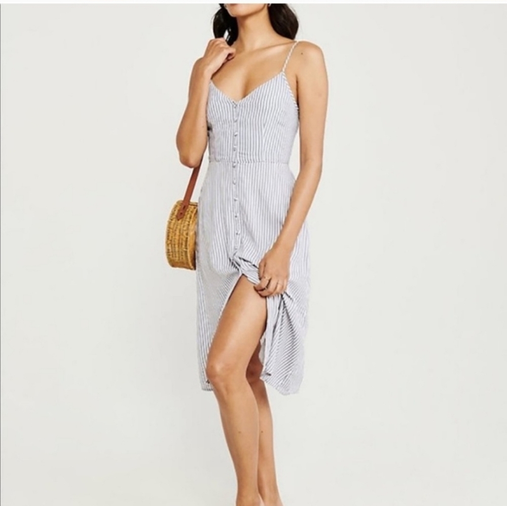 Blue Stripe button front Abercrombie midi dress SOLD OUT! - Picture 2 of 7